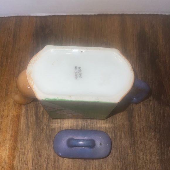 Lusterware hand painted tea pot. Made in Japan bird design blue & Peach/orange - Picture 6 of 6